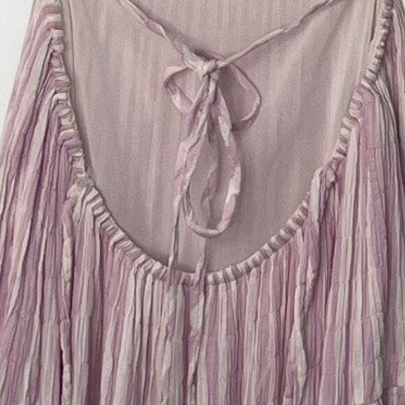 Cinq A Sept Lyle Midi Dress Cutout Striped Smocked Pale Iris Purple Size 8 Glam - Picture 8 of 16